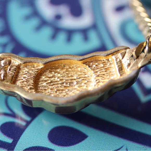 Vintage 80’s Christian Dior Lapis Blue Stone Gold Necklace - Picture 4 of 12